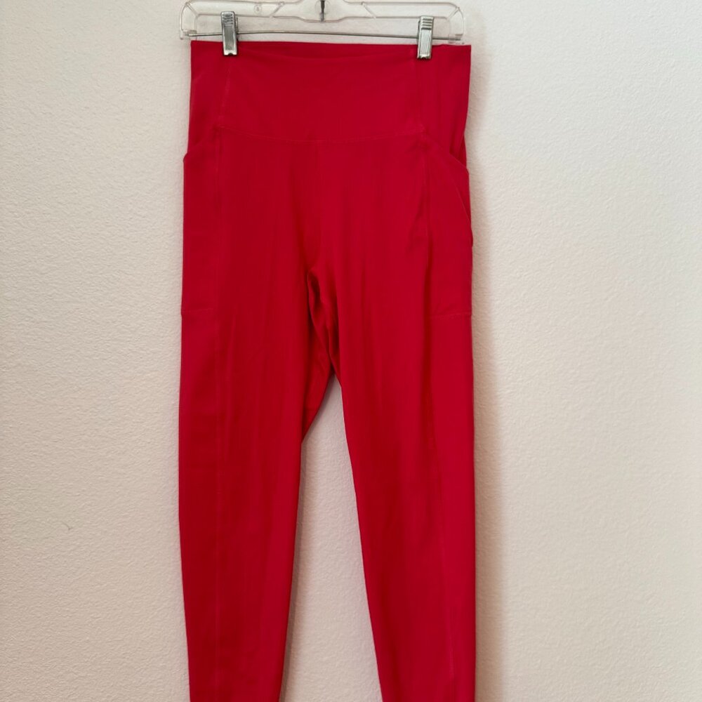 Girlfriend Collective High-Rise Pocket Leggings in Flame Red